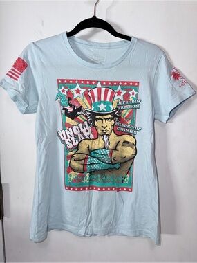 Grunt Style Unisex Medium Light Blue Patriotic Uncle Sam Graphic Tee
